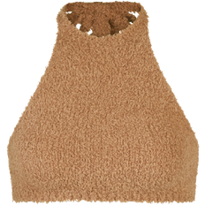 Cozy Knit Halter Bra Top - Camel