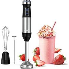 Ovente Ultra-Stick 2-Speed Black Hand Immersion Blender Set with Whisk