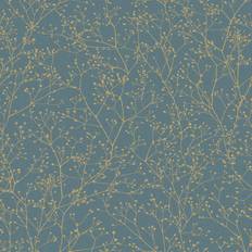 Graham & Brown Wallpapers Graham & Brown Clarissa Hulse Gypsophila Airforce Blue and Soft Gold Removable Wallpaper