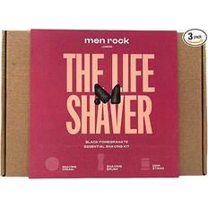 Barbersett Men Rock The Life Shaver Shaving Gift Set Includes Shave Cream 100ml Synthetic Shaving Brush and Drip Stand Black Pomegranate and Spicy Black Pepper Fragrance
