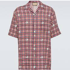 Gucci Red Clothing Gucci Square printed linen shirt red