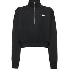 Nike Women's Sportswear Phoenix Fleece 1/2-Zip Cropped Sweatshirt - Black/Sail