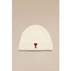 Ami Paris White Headgear Ami Paris De Coeur Beanie Off-White