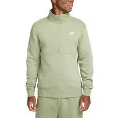 Nike Men's Sportswear Club Brushed-Back 1/2-Zip - Oil Green/White