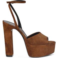 Saint Laurent Jodie suede platform sandals brown
