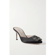 Manolo Blahnik Pumps Manolo Blahnik Hangisimu Mules Aus Satin Mit Verzierung Schwarz