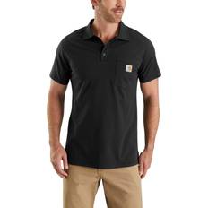 Carhartt Herre Pikéskjorter Carhartt Men's Black Cotton/Polyester Force Cotton Delmont Pocket Polo Shirt