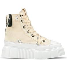 Beige - Dame Snørestøvler INUIKII Matilda Canvas High 705 Beige