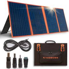 KingBoss Portable 120w Solar Panel High Efficiency Waterproof with Multiple Outputs and 3-Kickstand Foldable Design for Optimal Solar Coverage able to Charge All Types of Devices/Power Stations