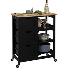 Furniture Homcom Rolling Kitchen Island Cart Bar Cart Trolley Table