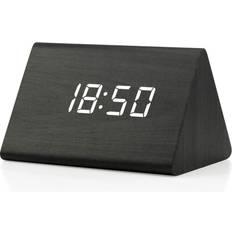 Alarm Clocks F.C Design Modern Triangle Wood Clock Digital LED Wooden Alarm Clocks Digital Desk Thermometer Classical Timer Calendar, Grey
