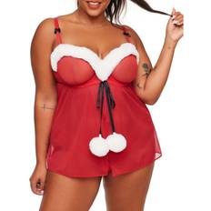 Red Negligées Adore Me Claussine Women's Plus-Size Babydoll Lingerie Dark red Dark red