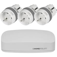 Smart home plug HOMEPILOT HOMEPILOT Gateway premium Smart Home Zentrale 3er Set Funk-Zwischenstecker Steckdose Plug weiß