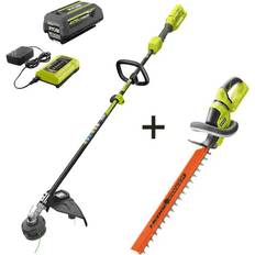 Ryobi Gasoline Grass Trimmers Ryobi 40V Expand-It Cordless Attachment Capable String Trimmer and Hedge Trimmer with 4.0 Ah Battery and Charger