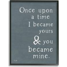 Stupell Industries Once Upon A Time Romantic Couple Loving Quote Black Framed Art 16x20"