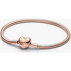 Jewelry Pandora Moments Heart Clasp Snake Chain Bracelet - Rose Gold