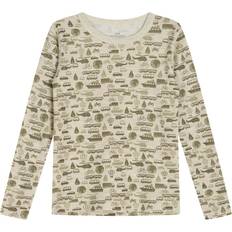 Viskose Overdeler Hust&Claire Abba T-skjorte Wheat Melange Beige