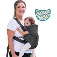 Infantino Baby Carriers Infantino Swift Classic Carrier with Pocket 2 Ways to Carry Grey Carrier with Wonder Bib & Essentials Storage Front Pocket, Adjustable Back Strap, Inward & Outward Facing, Easy to Clean Material