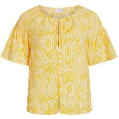 Dame - Gule Skjorter Vila Detailed Short Sleeved Shirt