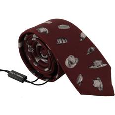 Dolce & Gabbana Red Caps Dolce & Gabbana Maroon Hat Pattern 100% Silk Adjustable Accessory Men's Tie