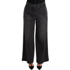 Dolce & Gabbana Gray Washed Mid Waist Wide Leg Denim Women's Jeans