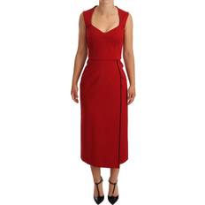 Dolce & Gabbana Red Sweetheart Sleeveless Midi Stretch Dress IT38