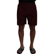 Dolce & Gabbana Red Shorts Dolce & Gabbana Maroon Cotton Bermuda Casual Men's Shorts