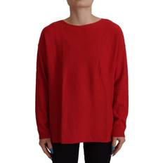 Dolce & Gabbana Red Sweaters Dolce & Gabbana Red Wool Knit Round Neck Pullover Women's Sweater