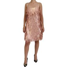 Dolce & Gabbana Pink Tinsel Sleeveless Shift A-line Women's Dress
