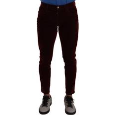 M - Røde Jeans Dolce & Gabbana Dark Red Cotton Velvet Skinny Men Denim Jeans IT48