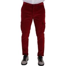 Dolce & Gabbana Red Pants Dolce & Gabbana Red Corduroy Cotton Cargo Skinny Trouser Men's Pants