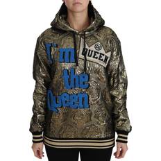 Dolce & Gabbana Polyester Sweaters Dolce & Gabbana Im The Queen Jaquard Gold Sweatshirt Women's Hoodie