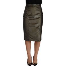 Gianfranco Ferré GF Ferre Metallic Gray High Waist Pencil Midi Skirt IT40