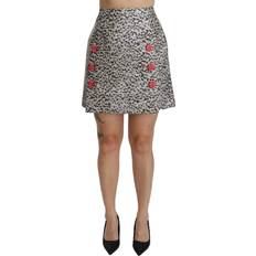 Dolce & Gabbana Polyester Skirts Dolce & Gabbana Silver Pattern A-line High Waist Women's Skirt