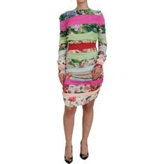 Dolce & Gabbana Multicolor Silk Floral Bodycon Sheath Women's Dress