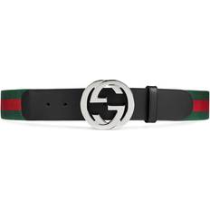 Leather - Men Accessories Gucci Web Belt with G Buckle - Green/Red