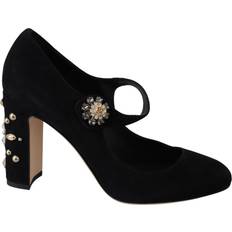 Dolce & Gabbana Heels & Pumps Dolce & Gabbana Black Suede Crystal Heels EU36/US5.5 Black system-EU