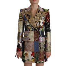 Dolce & Gabbana Polyester Blazers Dolce & Gabbana Multicolor Double-Breasted Patchwork Jacquard Blazer Women's Jacket