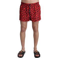 Dolce & Gabbana Polyester Swimwear Dolce & Gabbana Red Patterned Beachwear Shorts Men's Swimwear