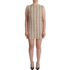 Herre - L - Ull Kjoler Dolce & Gabbana Beige Checkered Sleeveless Mini Shift Dress IT40