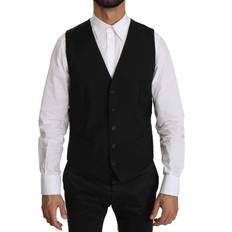 Dolce & Gabbana Men Vests Dolce & Gabbana Blue Wool Waistcoat Formal Gilet Men's Vest