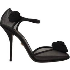 Dame Pumps Dolce & Gabbana Black Mesh Ankle Strap High Heels Pumps Shoes EU39/US8.5