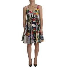 Dolce & Gabbana Multicolor Pachwork Poplin Floral A-Line Mini Flared Women's Dress