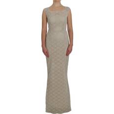 Beige - L - Men Dresses Dolce & Gabbana Beige Ricamo Cutout Cotton Sheath Women's Dress