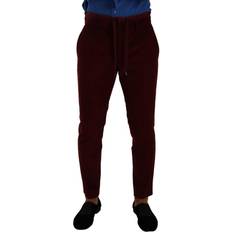 Dolce & Gabbana Polyester Pants Dolce & Gabbana Bordeaux Velvet Mens Formal Trouser Dress Men's Pants