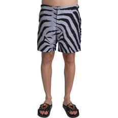 Dolce & Gabbana Gray Zebra Print Beachwear Shorts IT4