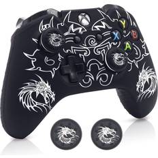 Controller Buttons BRHE Xbox One Controller Skin, Anti-slip Silicone Cover Protector Case Accessories Set for Microsoft Xbox 1 Gamepad Joystick with 2 Thumb Grips Caps White