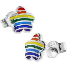 Trendor Flowers Stud Earrings - Silver/Multicolour