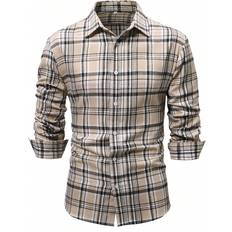 Shein Polyester Shirts Shein Men Plaid Button Up Shirt