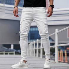 Shein White Jeans Shein Men Cotton Flap Pocket Side Skinny Jeans